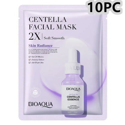 Collagen and hyaluronic acid facial sheet mask set with four variant packages showing 30g gel masks