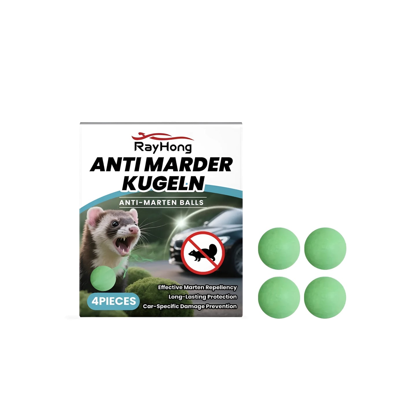 Four natural anti-marten balls for car engine rodent protection