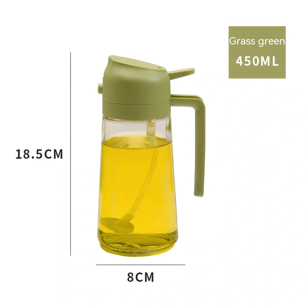 Spray oiler with automatic mechanism, transparent PP glass body showing oil level, 450ml capacity