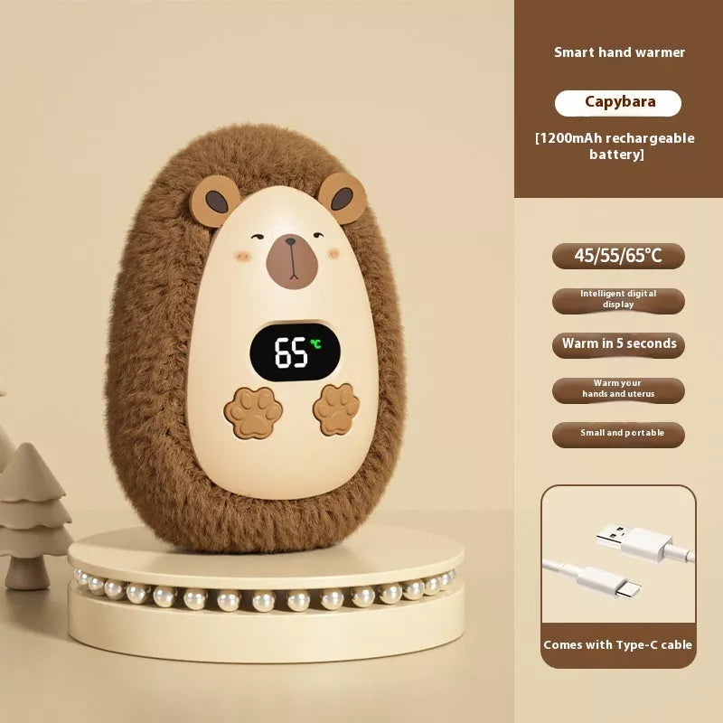 Compact rechargeable hand warmer for outdoor activities with quick heating feature