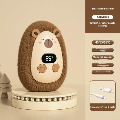 Compact rechargeable hand warmer for outdoor activities with quick heating feature