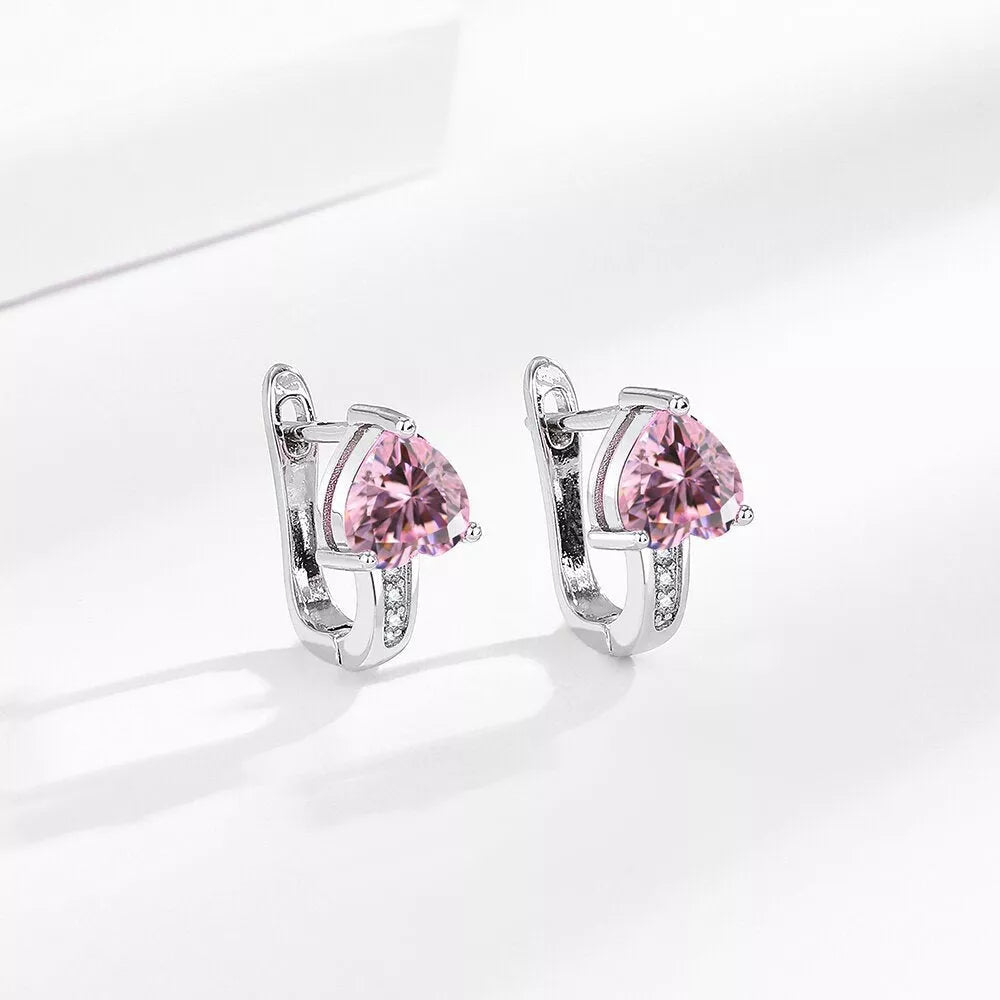 Loving Heart Zircon Ear Clips with diamond accents in heart-shaped design