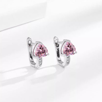 Loving Heart Zircon Ear Clips with diamond accents in heart-shaped design