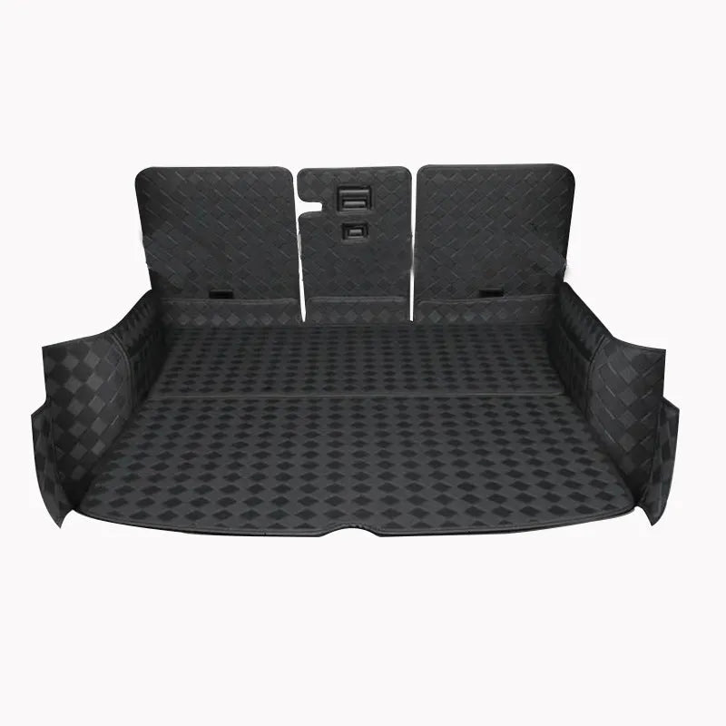 Tesla Model 3 and Model Y leather trunk mat in black PU leather with buckle fitting