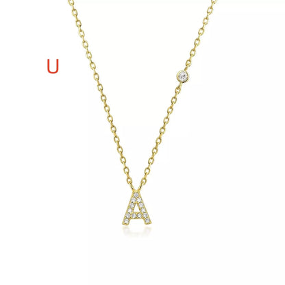 Custom Initial Necklace with sparkling CZ pendant, available in gold or silver finish