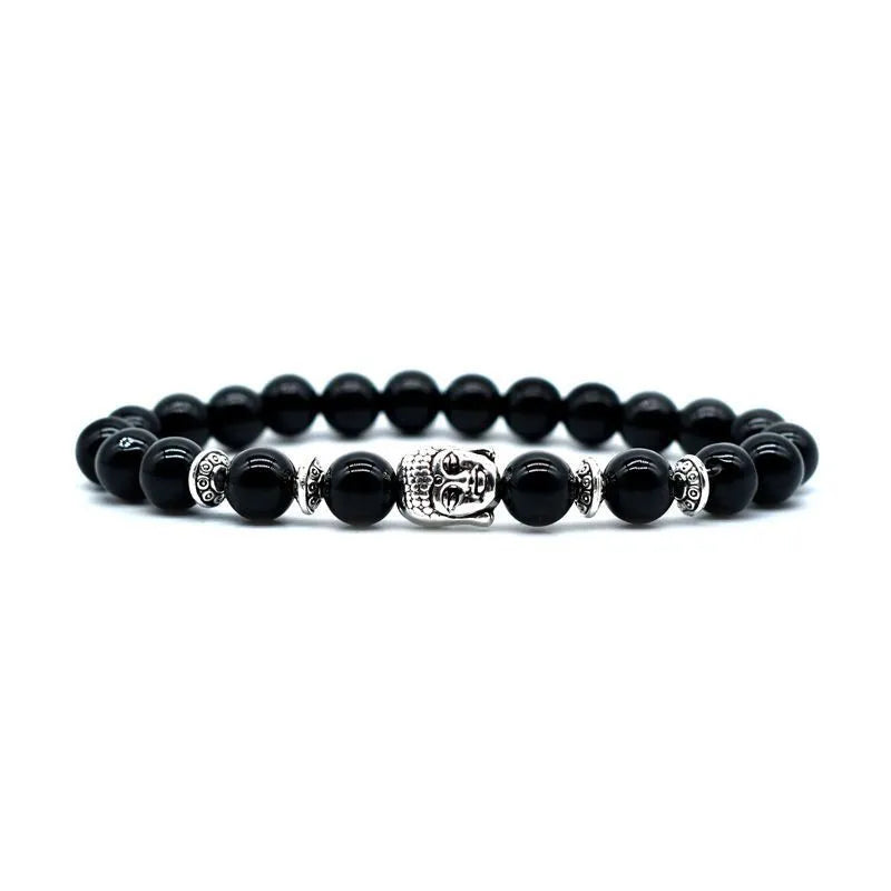 19mm tiger eye Buddha head stone bead bracelet with manual craftsmanship