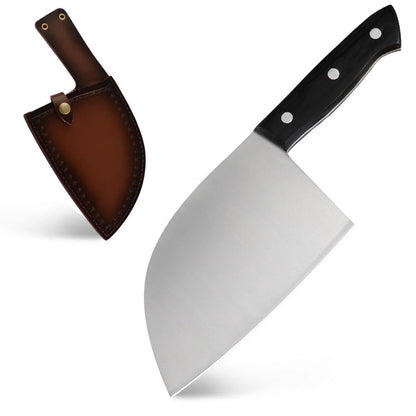Premium stainless steel butcher knife with a wooden handle, perfect for home chefs who want to elevate their cooking experience.