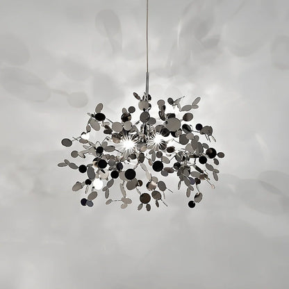 Nordic minimalist stainless steel chandelier with adjustable height and LED lighting in gold finish