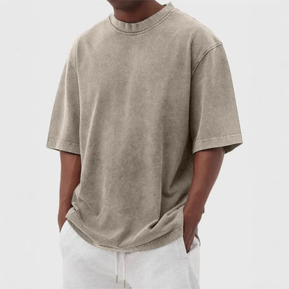 Men's stone washed polyester loose fit t-shirt in multiple colours with half sleeves