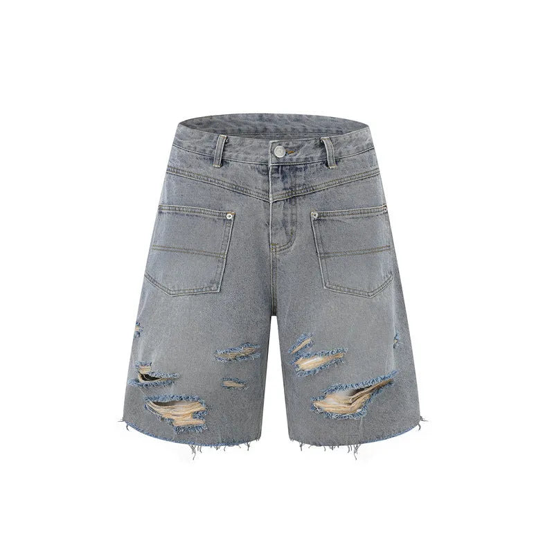 Denim overall suit set with loose fit street style design in matching top and trousers