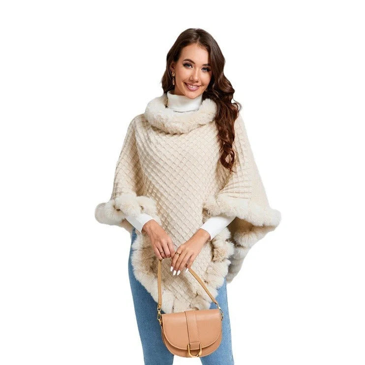 Luxury Rex Rabbit Fur Shawl Cape for Women in various colors