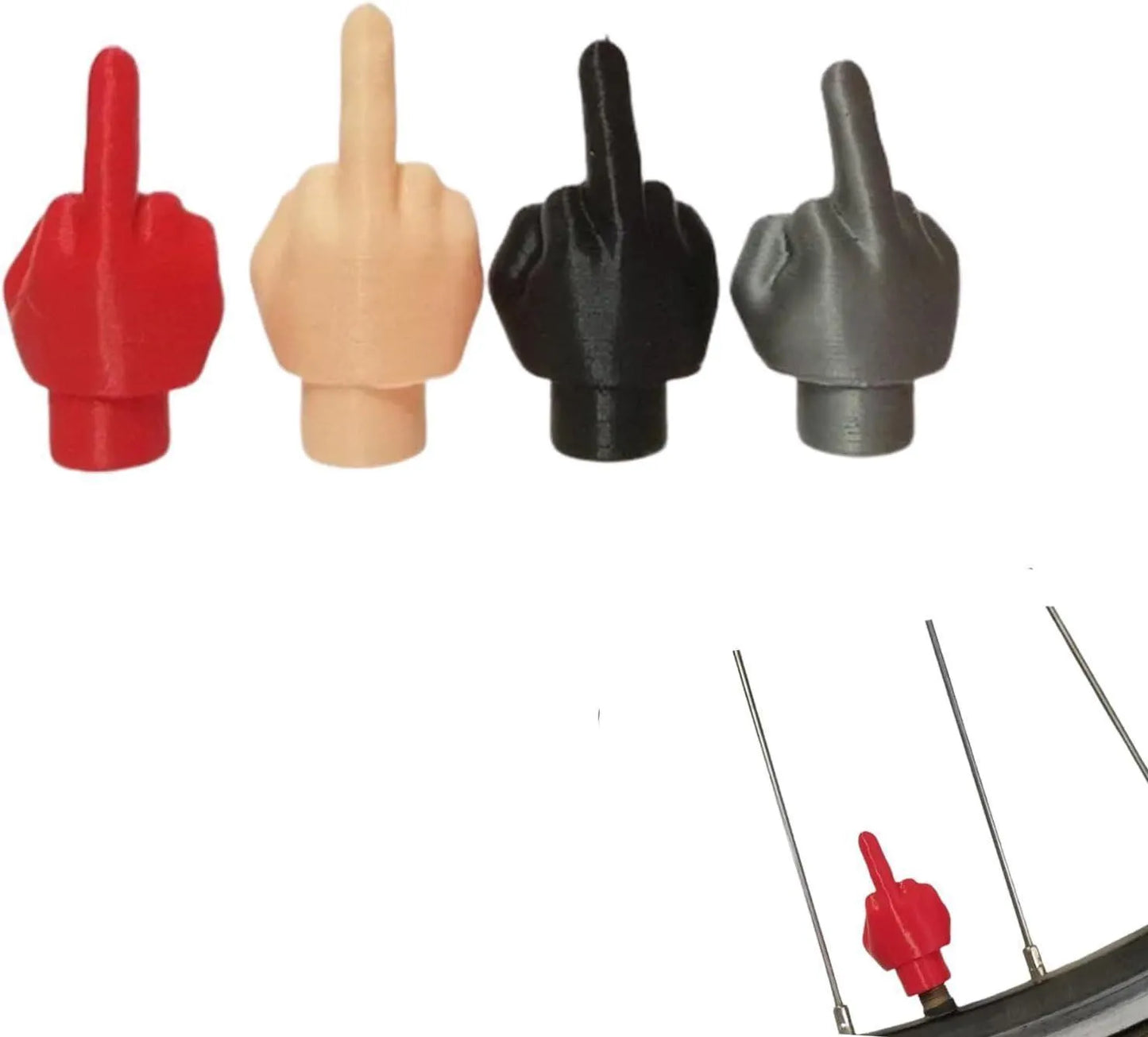 Four skin colour and four black latex tyre valve caps for car and bicycle valves