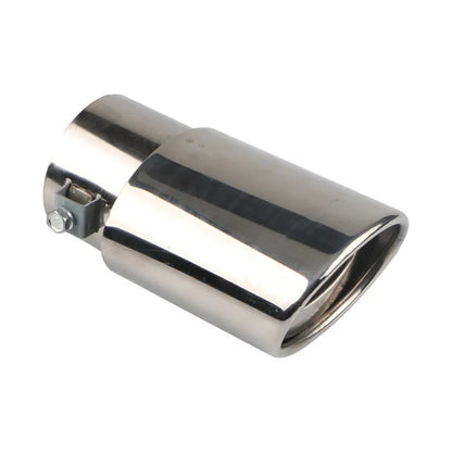 Stainless steel car exhaust tailpipe in straight and curved styles with baked blue, silver, and colourful finishes.