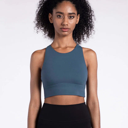 Supportive strappy longline yoga sports bras in various colors and sizes