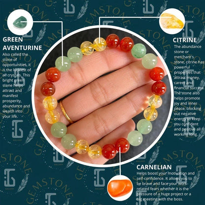 8mm multicolor glass beaded bracelet with yellow and multicolored beads