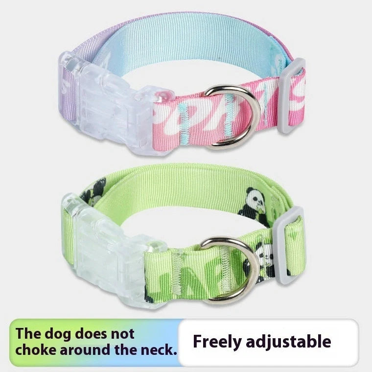 Adjustable nylon dog collar with cartoon gradient colour printing for dogs 2-10kg