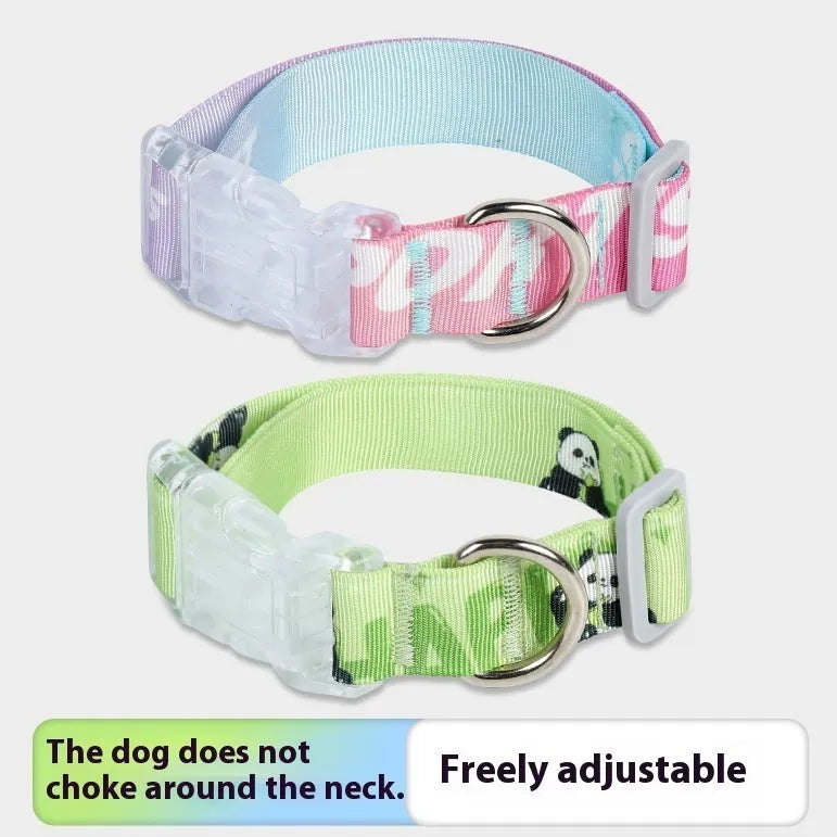 Adjustable nylon dog collar with cartoon gradient printing in gradient colour, suitable for dogs 2.00kg to 10.00kg