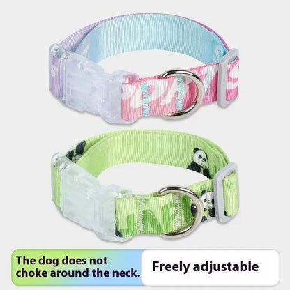 Adjustable nylon dog collar with cartoon gradient printing in gradient colour, suitable for dogs 2.00kg to 10.00kg