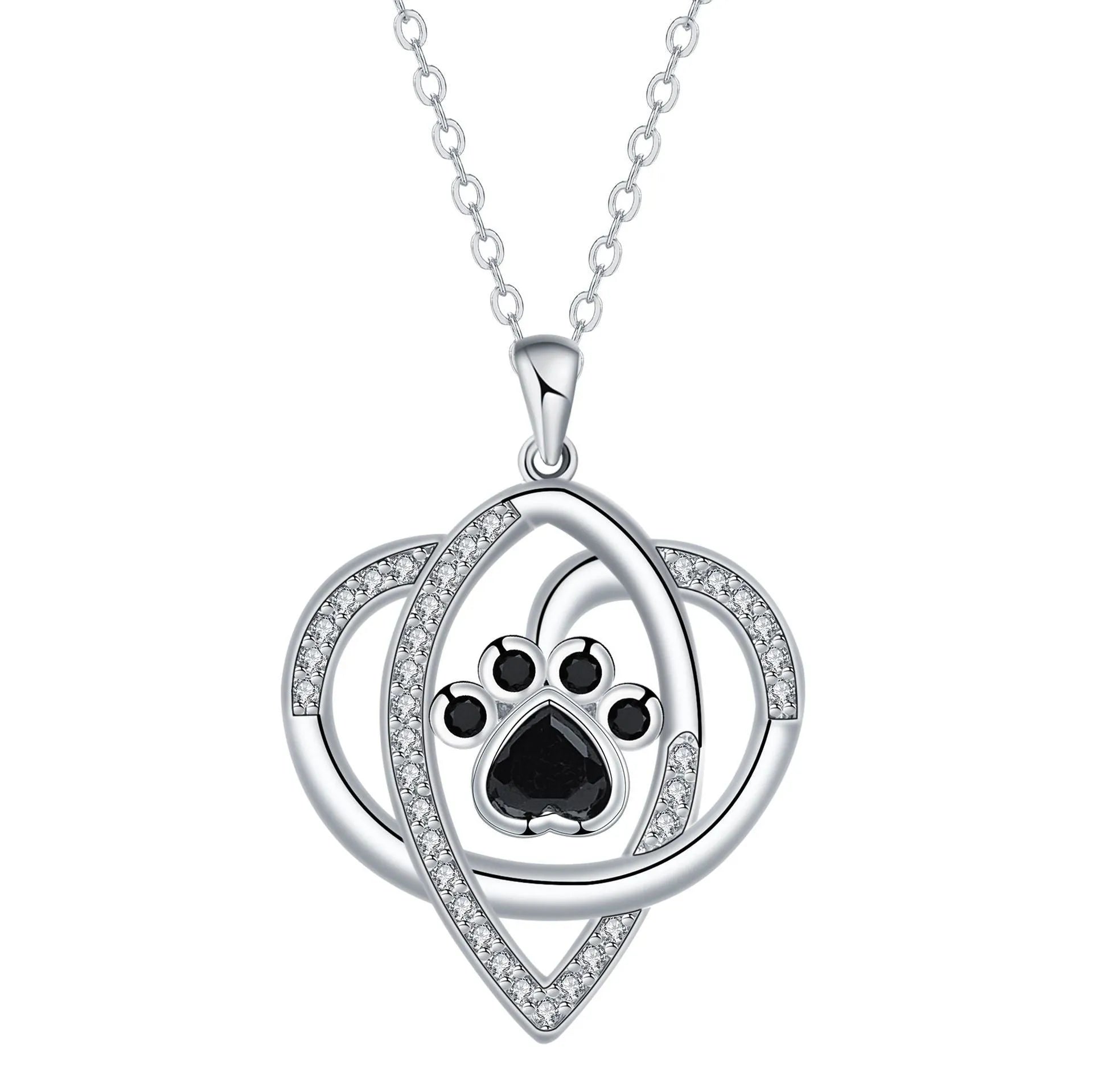 Women's copper necklace with dog paw print pendant on cross chain, electroplated finish