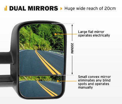 Black foldable rearview mirror trailer kit for Toyota Land Cruiser 100 series vehicles