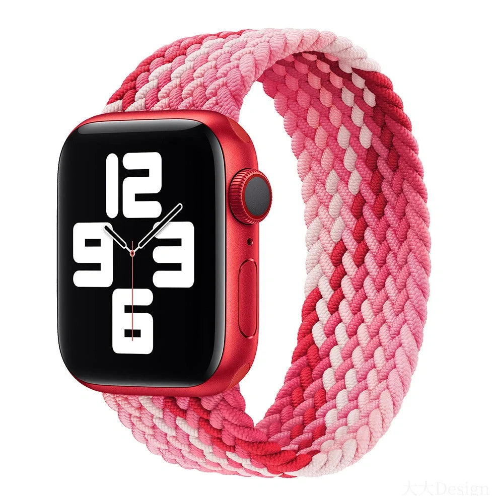 Elastic nylon braided watch strap in British lavender for Apple Watch, 38/40/41mm size with 120mm length fitting 130-140mm wrists