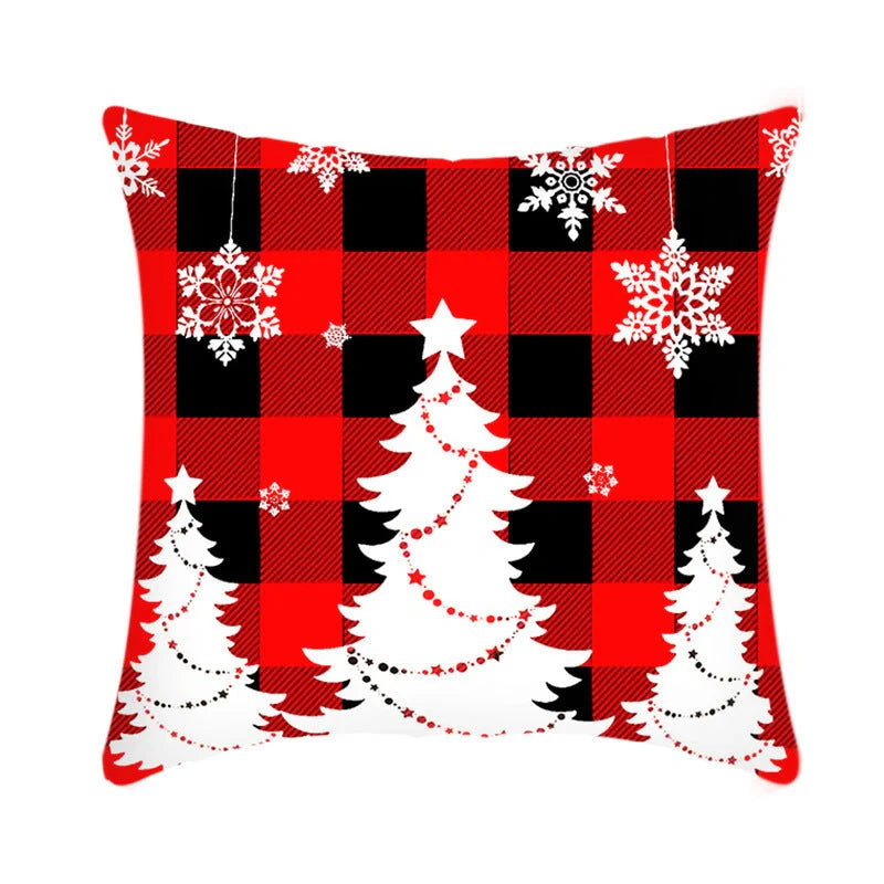 Elk Santa Claus plush cushion cover for festive holiday decor
