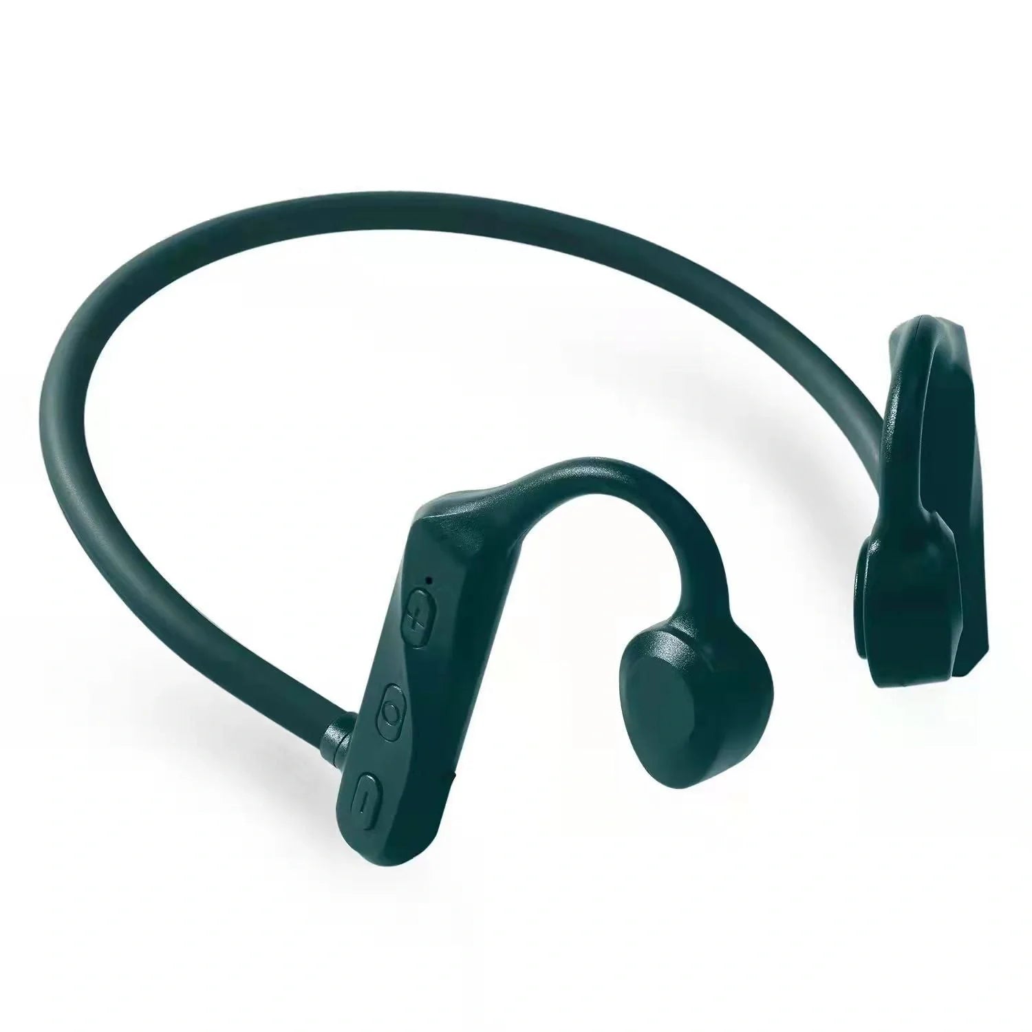 Wireless sports headphones in pink, black, and green with neck-hanging design