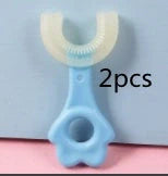 U-shaped baby toothbrush in soft silicone for kids, available in multiple colors