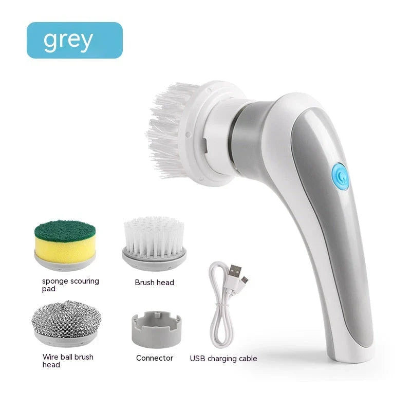 Cordless Electric Spin Cleaning Brush with 4 Interchangeable Brush Heads for Powerful Scrubbing of Tiles, Countertops, and More