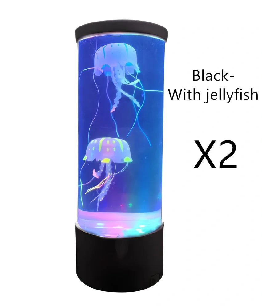 Black LED jellyfish aquarium lamp projecting 10m underwater scene from 1200mAh USB battery