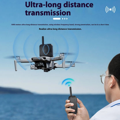 Black universal UAV high-altitude megaphone speaker with walkie-talkie and charging cable, boxed set
