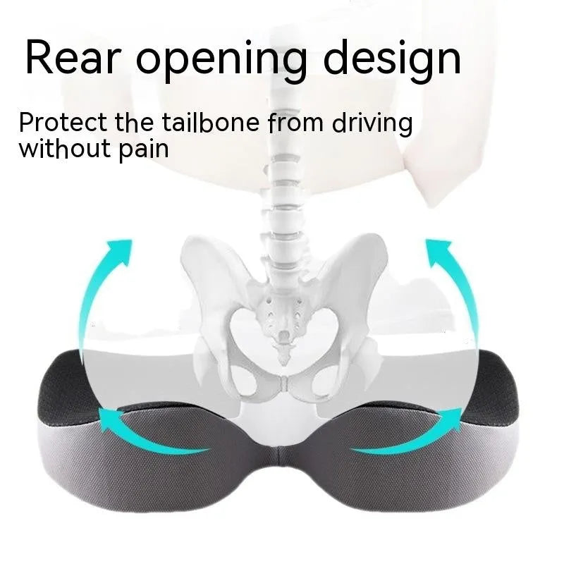 Curved bevel seat cushion in solid colour for tailbone support with memory foam core