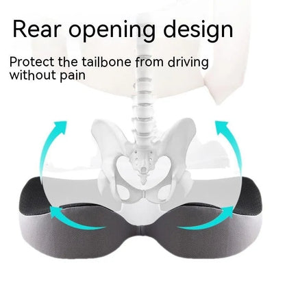 Curved bevel seat cushion in solid colour for tailbone support with memory foam core