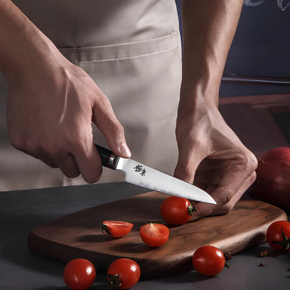 Sanhe Steel kitchen knife set with AUS-10 stainless steel blades in various sizes from 4 to 8 inches