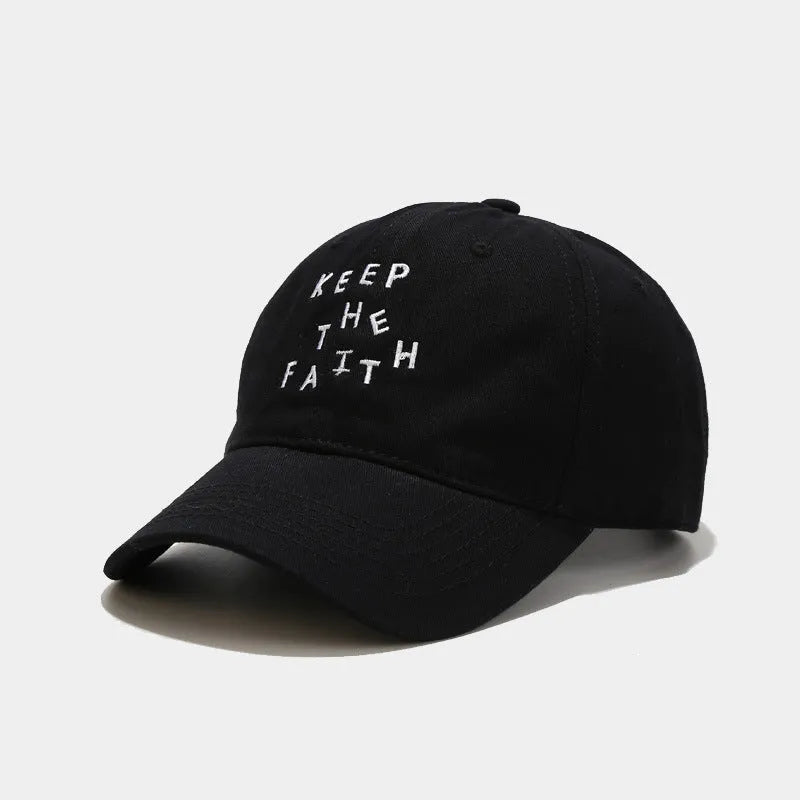 Men's cotton baseball cap with small letter embroidery in adjustable dome design