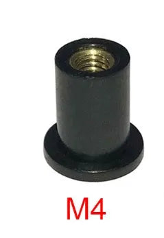 Black motorcycle windscreen brass nut expansion rubber fasteners in M4 M5 M6 sizes