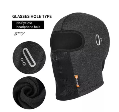 Ski fleece headgear with glasses hole for motorcycle and bicycle riders