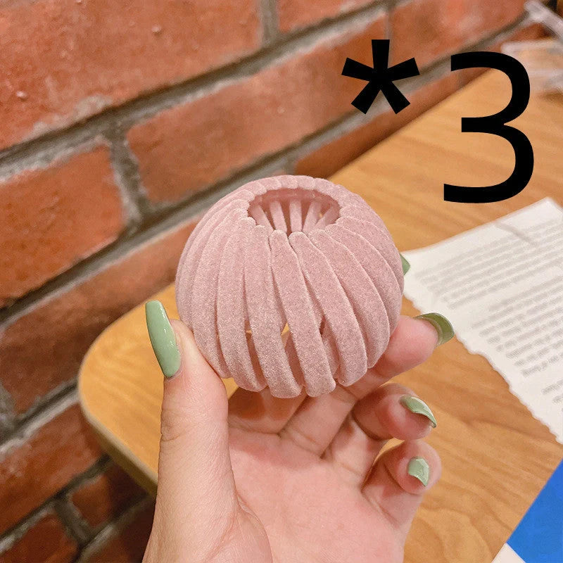 Velvet Bird's Nest Hair Ring Hairpin in various colors for stylish high ponytails