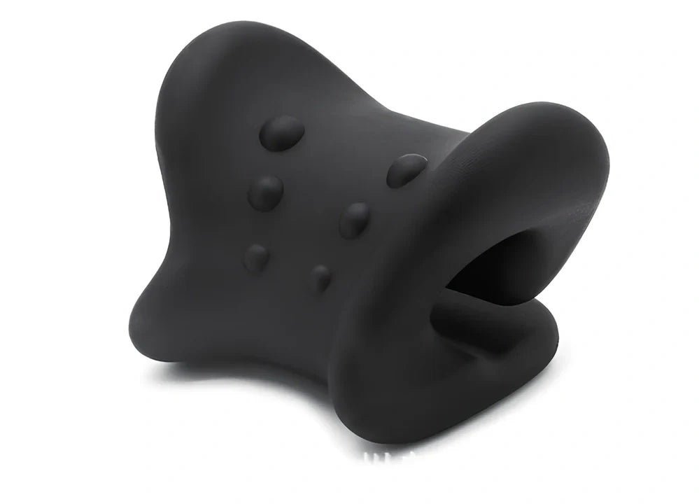 Magnetic cervical pillow with snail shape design showing six-point traction system and 13cm support height