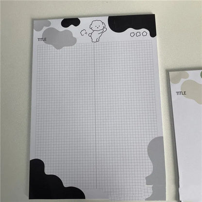 Korean B5 sticky note paper pad with puppy design measuring 182x257mm