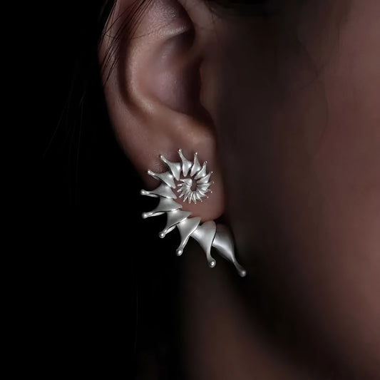Conch three-dimensional matte stud earrings with irregular shape and electroplated alloy construction