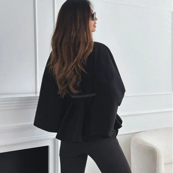 Stylish batwing cloak jacket with belt, available in various colors for women's fashion and outerwear