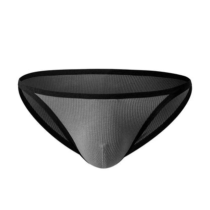 Men's solid colour low waist briefs in white and grey with rib weave fabric