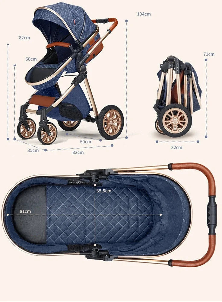 Lightweight folding baby stroller in black tube grey with shock absorbers, 32x60x71cm folded, for 0-3 years newborns