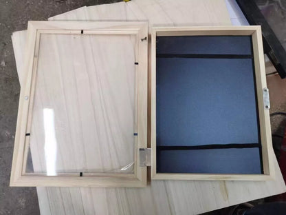 Modern acrylic kids art frames in black, white, and wood color for displaying children's artwork