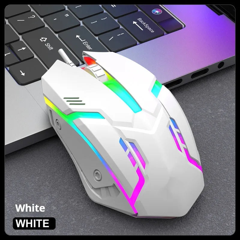 Wired USB e-sports gaming mouse in black or white, large plastic photoelectric desktop mouse