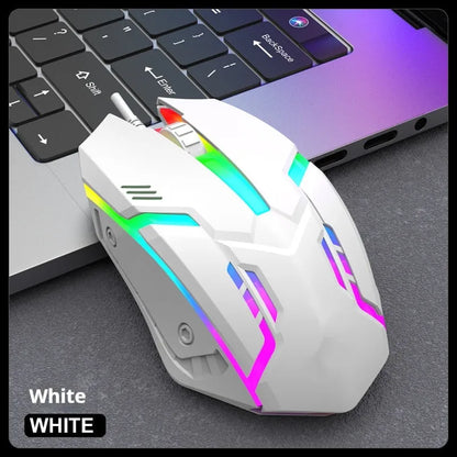 Wired USB e-sports gaming mouse in black or white, large plastic photoelectric desktop mouse