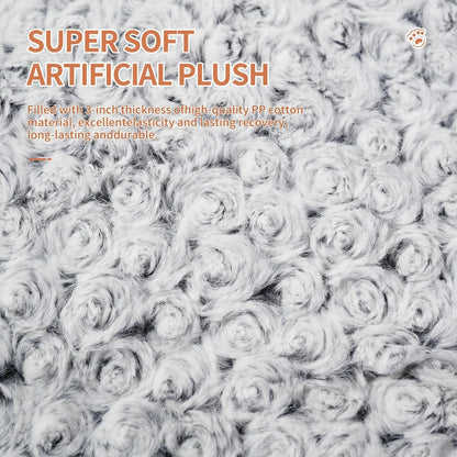 Plush pet bed with rose velvet exterior, thick supportive cushion, and removable cover for easy cleaning