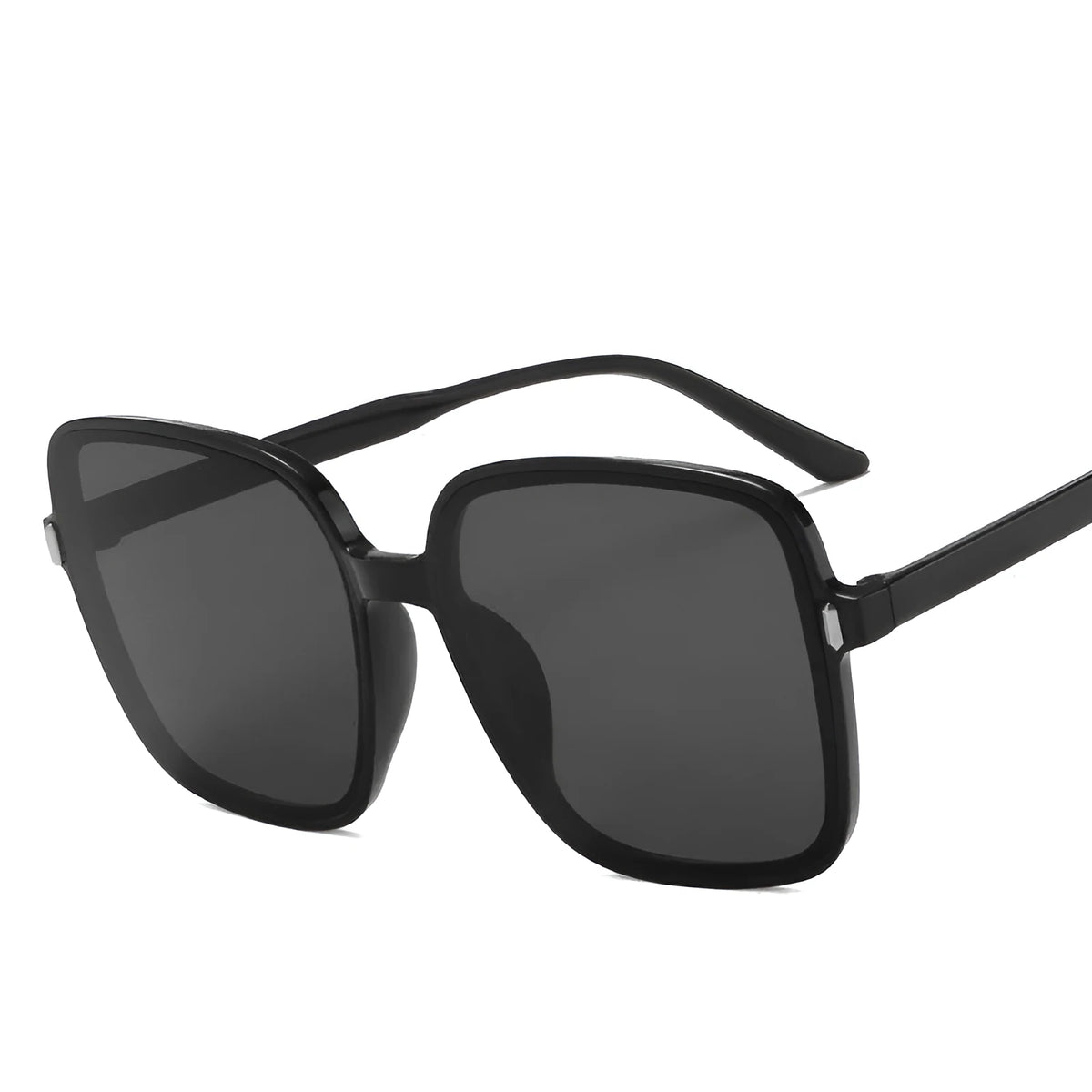 Big square rice nail sunglasses with PC frame and AC lenses, shown in multiple colour options including leopard print and blue.