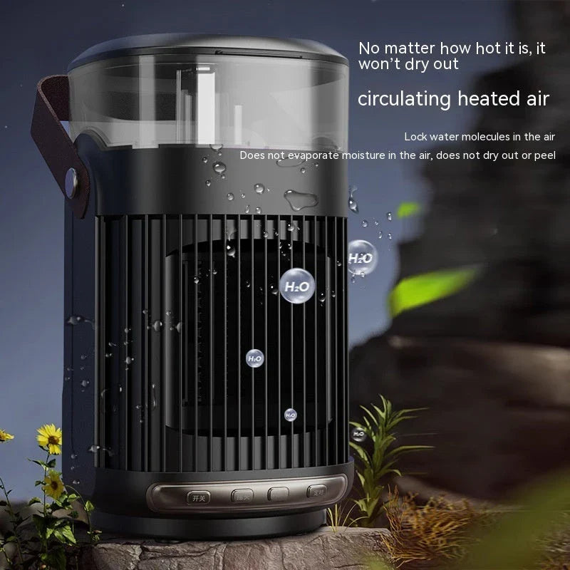 Versatile 2-in-1 heater and humidifier with sleek black design, providing targeted warmth and soothing moisture for home and office comfort